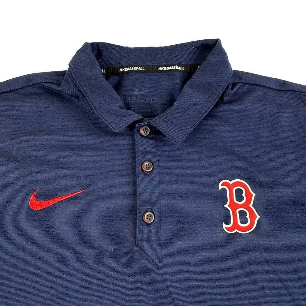 Nike Baseball Dri-Fit Performance Polo Boston Red Sox Navy Blue Mens Medium
